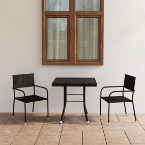 Set Da Pranzo Da Giardino 3 Pz İn Polyrattan Nero /