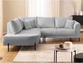 Divano angolare grigio chiaro (con penisola a sinistra/a L) con rivestimento in ciniglia Mauris – Ropez