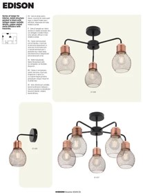 Redo 01-1580 - Lampadario a cavo EDISON 5xE27/42W/230V Ø 53 cm nero/rame