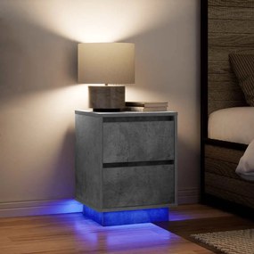 Comodini Con Luci A Led 2 Pz Grigio Cemento 38x34x50 Cm /