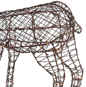 Lampada da terra marrone in rattan a forma di renna con LED IP44 - Flossie