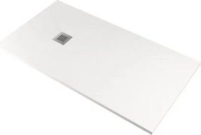 Piatto doccia in mineralmarmo 70x120 cm bianco effetto pietra con griglia e piletta sifonata