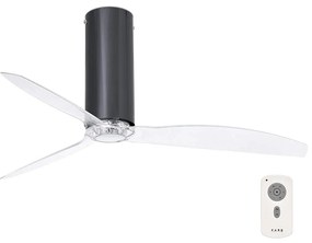 FARO 32035 - Ventilatore da soffitto TUBE FAN nero/limpido + telecomando