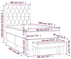 Giroletto a Molle con Materasso Nero 80x200 cm inTessuto