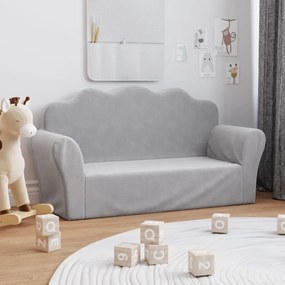 Divano Per Bambini A 2 Posti Grigio Chiaro İn Morbido Peluche /