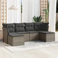 Set Divano da Giardino 6 pz con Cuscini Grigio in Polyrattan 3218010