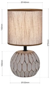 Orion LA 4-1224/1 - Lampada da tavolo PINIA 1xE14/25W/230V ceramiche beige/grigio