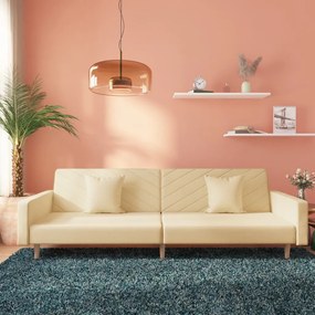 Divano Letto A 2 Posti Con 2 Cuscini Crema İn Tessuto /