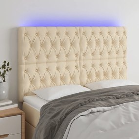 Testiera A Led Crema 160x7x118/128 Cm İn Tessuto /