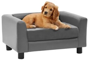 Divano per Cani Grigio 60x43x30 cm in Peluche e Similpelle