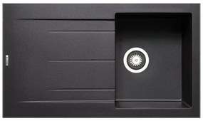 Lavello integrato 1 vasca in granito nero DELINIA Alazia L 50 x L 86 cm