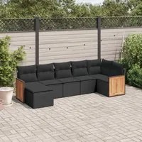 Set Divani da Giardino con Cuscini 7pz Nero Polyrattancod mxl 112131