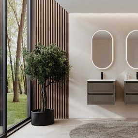 Lavabo a incasso rettangolare L 60.5 x H 15 x P 46 cm in resina bianco opaco