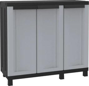 Armadio Modulare da Esterno 102x39x91,5 cm 3 Ante 1 Ripiano in Polipropilene Twist Grigio e Nero...