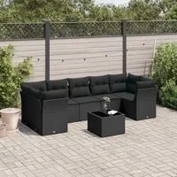 Set Divani da Giardino con Cuscini 8 pz Nero in Polyrattan 3249124