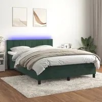 Letto a Molle con Materasso e LED Verde Scuro 140x190cm Velluto 3134402