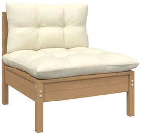 Set divani da giardino 9 pz con cuscini miele legno di pino