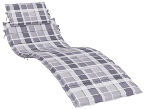 Cuscino per Lettino a Quadri Grigi 186x58x3 cm Tessuto Oxford