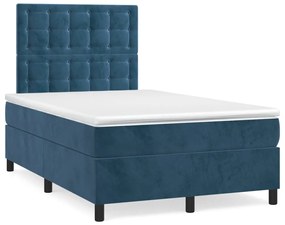 Letto A Molle Materasso E Led Blu Scuro 120x190 Cm İn Velluto /