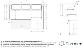 Divano letto angolare in velluto blu scuro (angolo sinistro) Sweet Harmony - Miuform