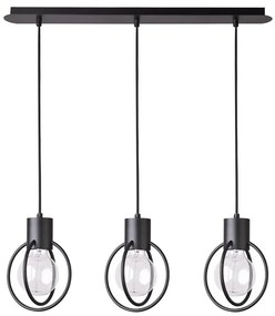 Lampadario a sospensione con filo AURA 3xE27/60W/230V nero