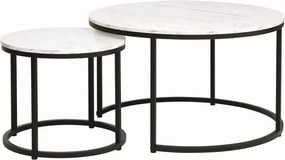 Set di Tavolini da caffè Dion effetto marmo bianco/nero opaco