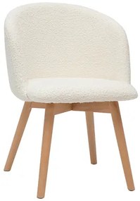 Sedie scandinave in tessuto effetto lana bouclé e legno massello di faggio (set di 2) VANITY