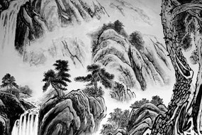 Stampa su tela – Pittura di paesaggio cinese in bianco e nero