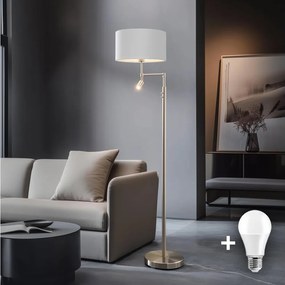 Eglo - Lampada da terra LED TUNJA, 1xE27/60W/230V + LED 2,1W Ø 38 cm, cromo/bianco