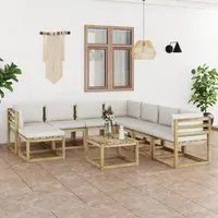 Set Salotto Giardino con Cuscini 9 pz in Pino Impregnato 3065017