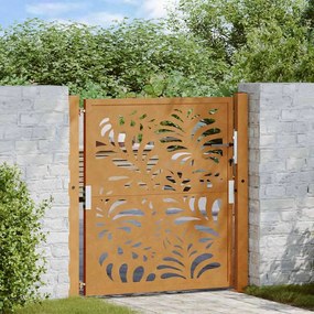 Cancello Da Giardino 105x105 Cm Acciaio Corten Design Ondulato /