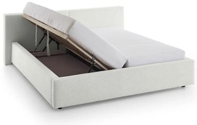 Letto matrimoniale imbottito bianco con contenitore con rete inclusa 180x200 cm Cube – Meise Möbel