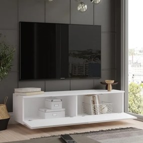 Mobile Porta TV Da Terra 140x35x38 Bianco Con Vani Salvaspazio Fonda