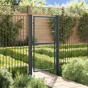 Cancello Per Giardino İn Acciaio Zincato Grigio 100x225 Cm /