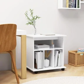 Mobiletto Con Ruote Bianco 60x45x60 Cm İn Legno Multistrato /