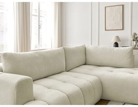 Divano angolare beige allungabile e con contenitore (penisola a destra/a L) Fuji – Bobochic Paris