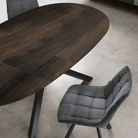 Tavolo ovale fisso con piano in Rovere Termico 210 cm RON