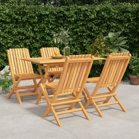 Set Da Pranzo Per Giardino 5 Pz İn Legno Massello Di Teak /