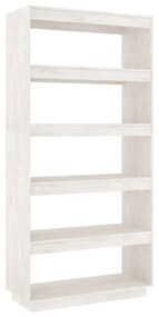 Libreria/divisorio bianco 80x35x167 cm in massello di pino