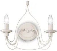 Applique Shabby Chic-Provenzale Corte Metallo Bianco 2 Luci E14