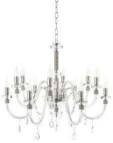 Lampada a sospensione DIDO D83 cm in vetro trasparente lavorato a mano 12 LUCI CROMO