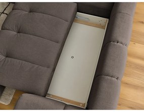 Divano angolare grigio tortora allungabile e con contenitore (penisola a sinistra/a L) con rivestimento in ciniglia Fuji – Bobochic Paris