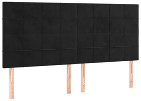Testiere 4 pz nere 100x5x78/88 cm in velluto