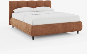 ARKAM letto imbottito con vano contenitore e testiera a lavorazione verticale - design shabby chic in tessuto certificato Oeko-Tex®