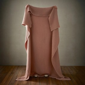 Coperta rosa polveroso in cotone 150x200 cm Jaipur Chunky Waffle – Pineapple Elephant