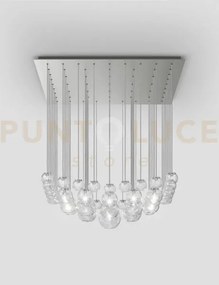 Oto sospensione sur cristallo rigadin nickel satinato 17 luci attac...