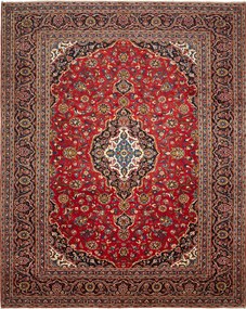 Kashan Tappeto 310x380 Rosso (Iran) Annodato A Mano