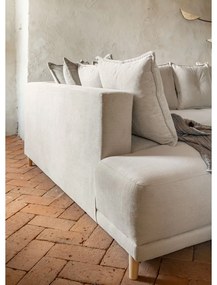 Divano letto in velluto a coste beige (angolo sinistro) Lazy Lukka - Miuform