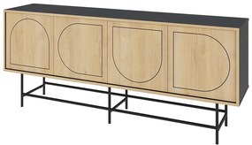 Cassettiera bassa in rovere decorato in nero e naturale 187x77,5 cm Giana - Marckeric