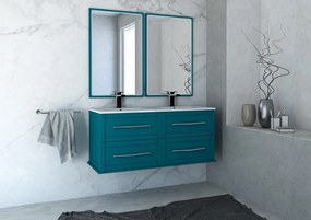 Mobile da bagno sotto lavabo BADEN HAUS Tiffany blu laccato opaco L 120 x H 55 x P 46 cm 4 cassetti, lavabo non incluso